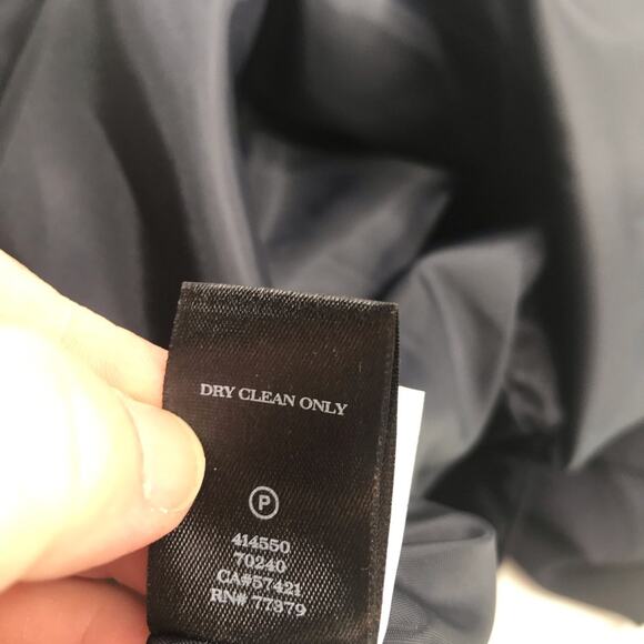 Ann Taylor Pencil Skirt Womens 6P Navy Blue Sparrow Print Ruffe Faux Wrap - Picture 6 of 10